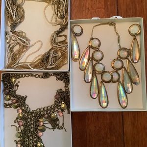 Loft VNTG 3 of Costume Jewelry Beaded Necklace Set Enamel Pearl Tassel Collar